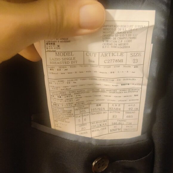 Suitsupply Lazio slim fit 36S 30/32 solid navy tailored working cuffs 100% wool - Picture 2 of 14